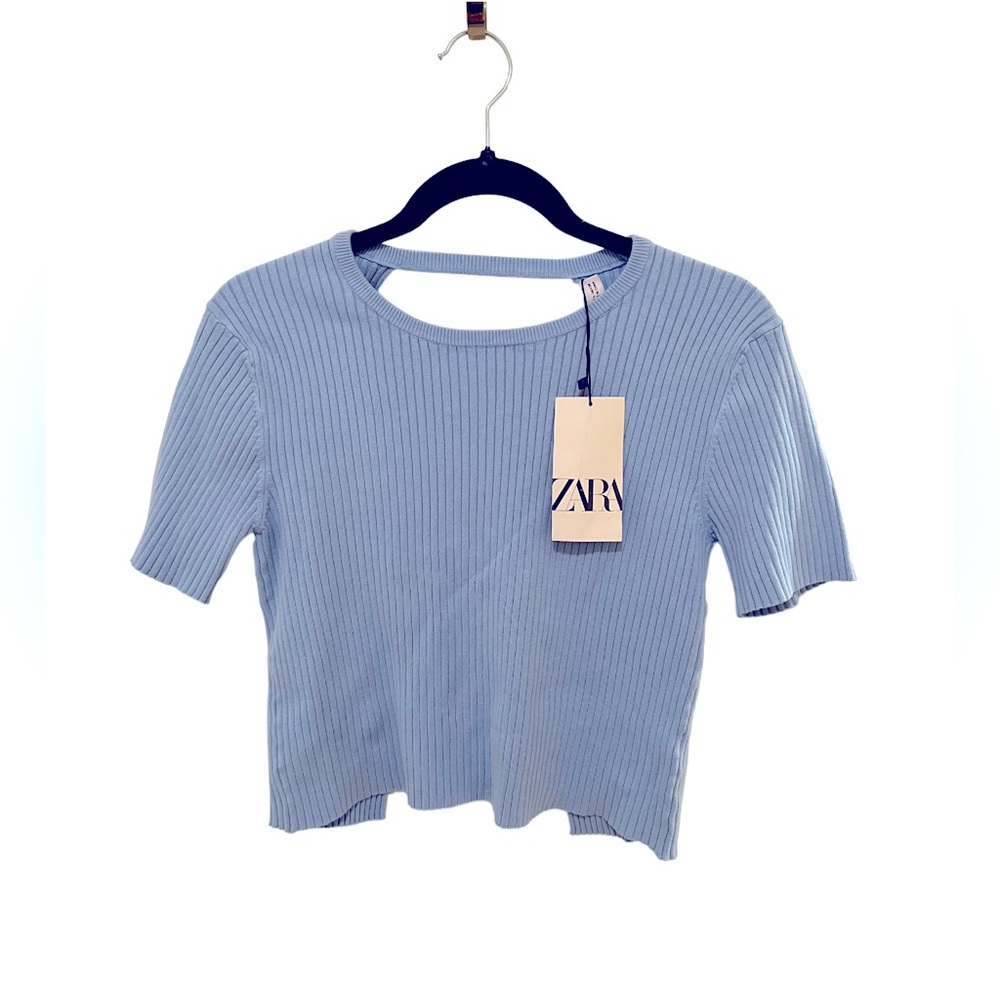 Zara baby blue crop top